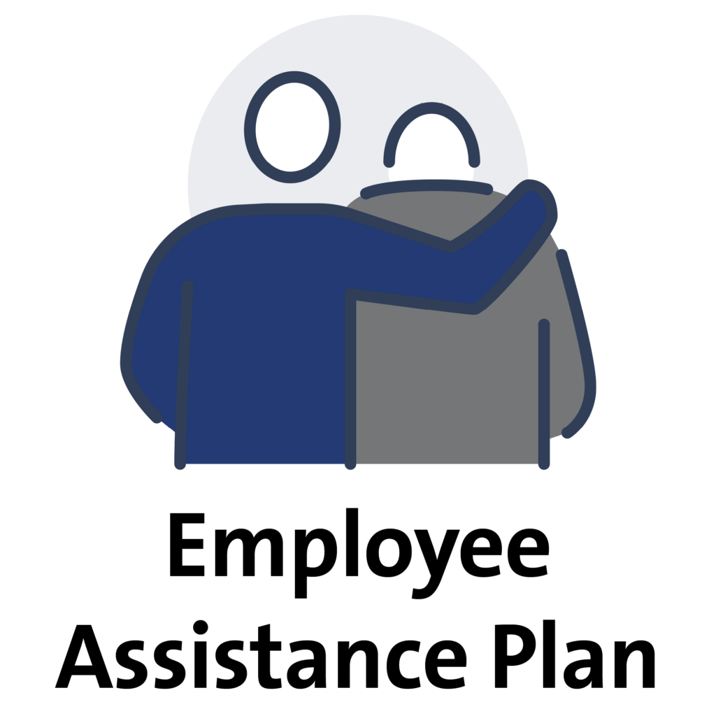 Employee Assistance Plan: icon backview of one person with their arm around the other in support