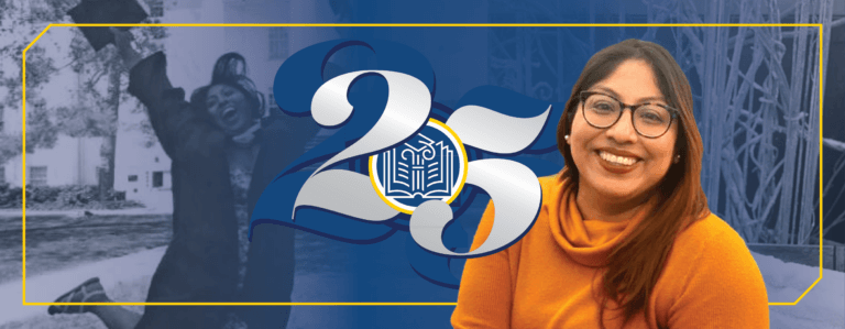 Alendi Vidal as a college student and now as a college access manager.