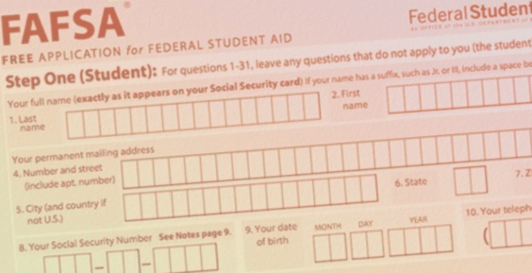 Blank FAFSA form