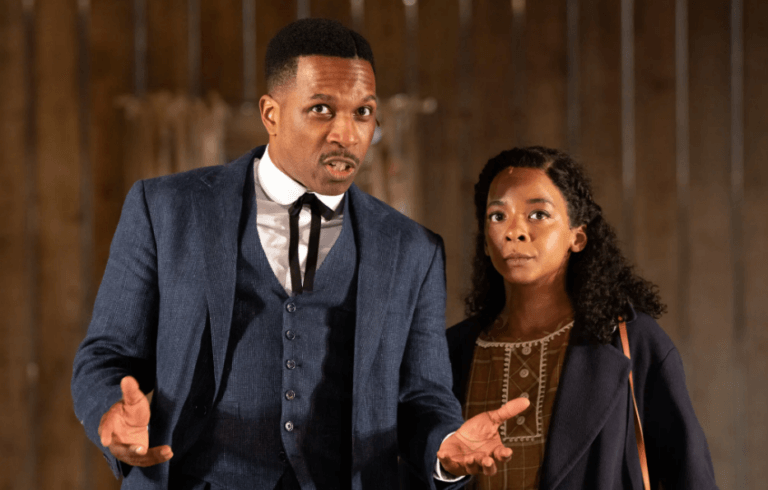 Leslie Odom Jr. and Kara Young perform in a Broadway play "Purlie Victorious"
