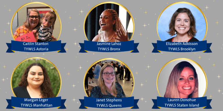 Six teachers' faces framed by golden circles with their names and school names on ribbons beneath the circles