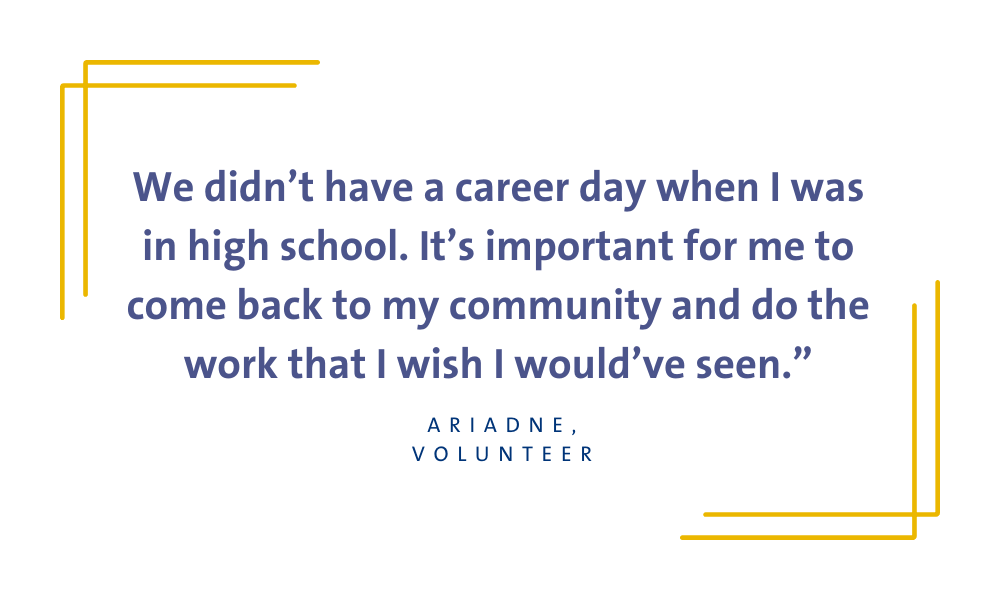 Text about a Cool Career Potential Path volunteer's reflection on giving back to her community