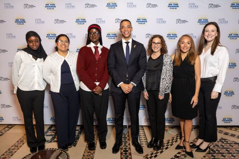 Students and school leaders pose for group photo