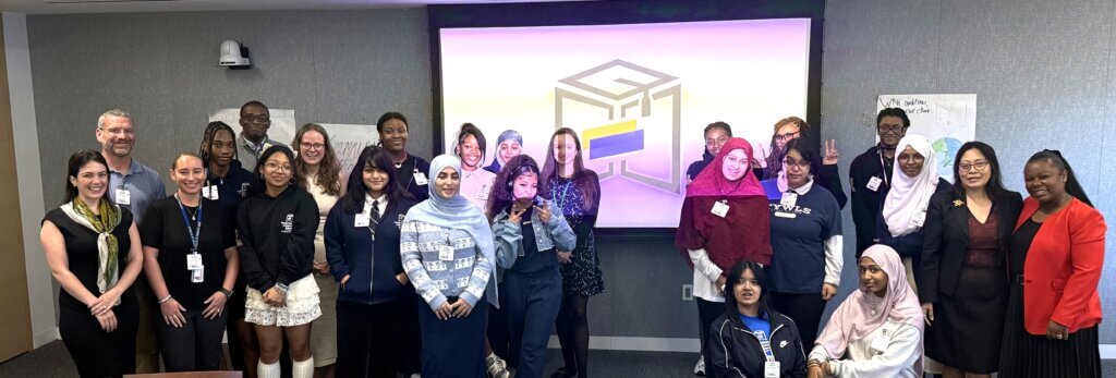 Group of female students visit corporate office of RBC for career exposure event