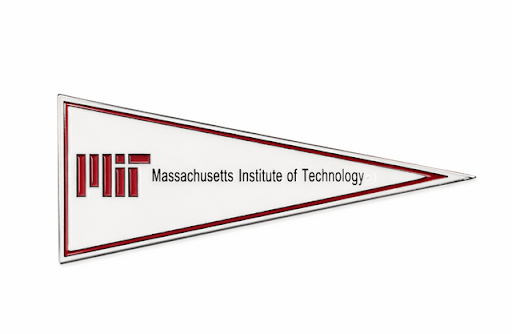 A white triangular pennant with a red border, displaying the MIT logo, the text Massachusetts Institute of Technology in black, and honoring Jeffrey Gural.